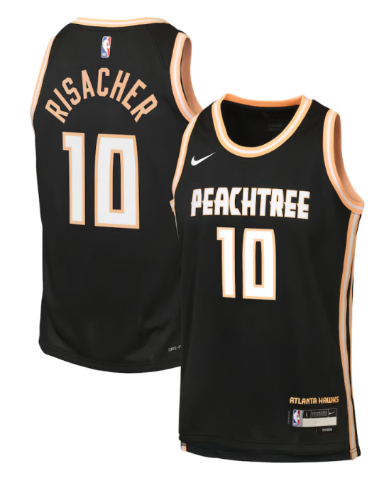 Atlanta Hawks Nike 2025/26 City Edition Swingman Trikot – Schwarz – Zaccharie Risacher – Jugend
