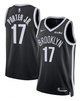Unisex Brooklyn Nets Michael Porter Jr. Nike Schwarzes Swingman Badge Trikot – Icon Edition