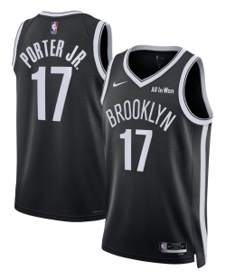 Unisex Brooklyn Nets Michael Porter Jr. Nike Schwarzes Swingman Badge Trikot – Icon Edition
