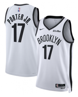 Unisex Brooklyn Nets Michael Porter Jr. Nike Weißes Swingman Badge Trikot – Association Edition