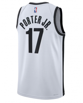 Unisex Brooklyn Nets Michael Porter Jr. Nike Weißes Swingman Badge Trikot – Association Edition