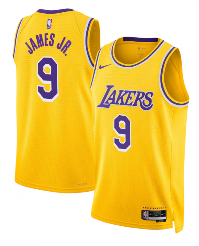 Los Angeles Lakers Nike Icon Swingman-Trikot – Gold – Bronny James – Unisex