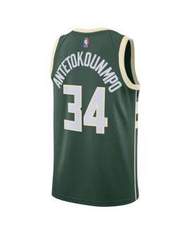 Giannis Antetokounmpo #34 Milwaukee Bucks Hunter Grün Icon Trikot