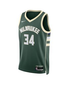 Giannis Antetokounmpo #34 Milwaukee Bucks Hunter Grün Icon Trikot