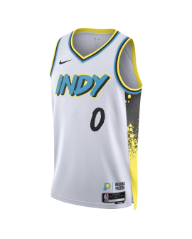 Tyrese Haliburton #0 Indiana Pacers Weißes City Edition-Trikot