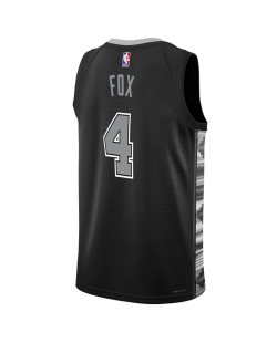De'Aaron Fox #4 San Antonio Spurs Schwarzes Statement-Trikot