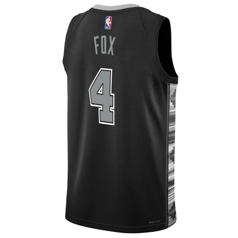 De'Aaron Fox #4 San Antonio Spurs Schwarzes Statement-Trikot