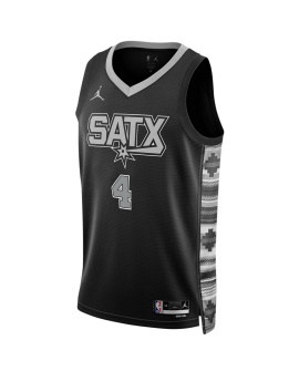 De'Aaron Fox #4 San Antonio Spurs Schwarzes Statement-Trikot