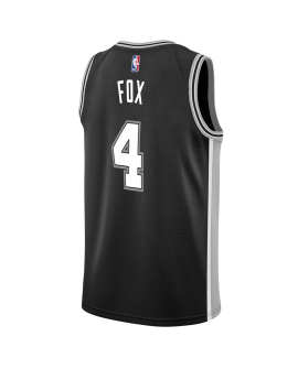 De'Aaron Fox #4 San Antonio Spurs Schwarzes Icon-Trikot