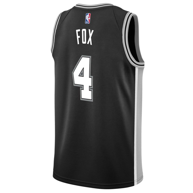 De'Aaron Fox #4 San Antonio Spurs Schwarzes Icon-Trikot