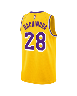 Rui Hachimura #28 Gelbes Icon-Trikot der Los Angeles Lakers