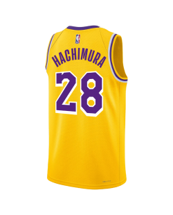 Rui Hachimura #28 Gelbes Icon-Trikot der Los Angeles Lakers