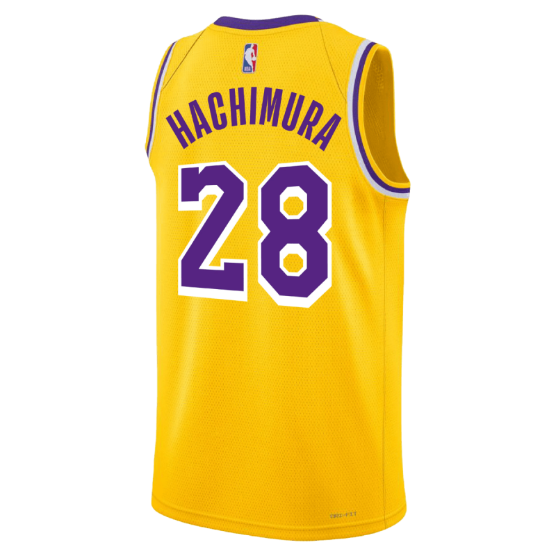 Rui Hachimura #28 Gelbes Icon-Trikot der Los Angeles Lakers