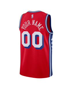 Personalisiertes rotes Statement-Trikot der Philadelphia 76ers
