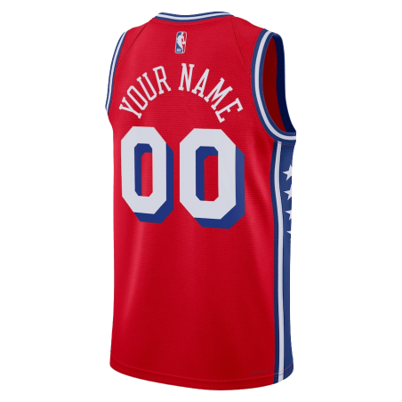 Personalisiertes rotes Statement-Trikot der Philadelphia 76ers