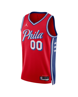 Personalisiertes rotes Statement-Trikot der Philadelphia 76ers