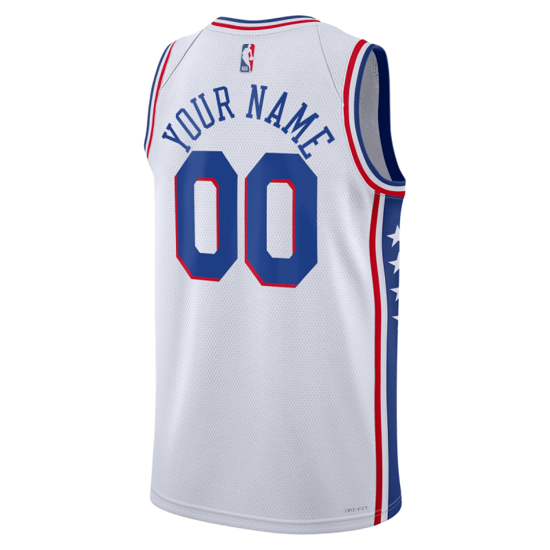 Personalisiertes Weiß Association-Trikot der Philadelphia 76ers