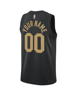 Personalisiertes schwarzes Statement-Trikot der Cleveland Cavaliers