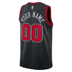 Personalisiertes schwarzes Statement-Trikot der Chicago Bulls