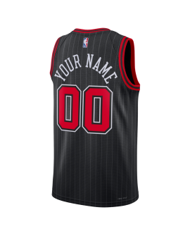 Personalisiertes schwarzes Statement-Trikot der Chicago Bulls