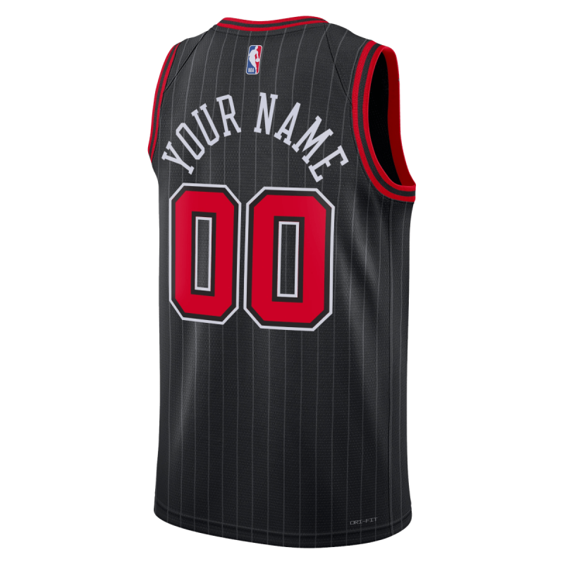 Personalisiertes schwarzes Statement-Trikot der Chicago Bulls