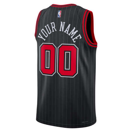 Personalisiertes schwarzes Statement-Trikot der Chicago Bulls
