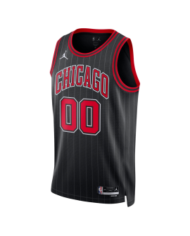Personalisiertes schwarzes Statement-Trikot der Chicago Bulls