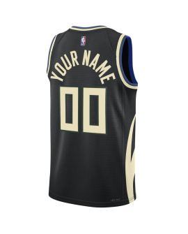 Personalisiertes Milwaukee Bucks Schwarz Fast Statement-Trikot