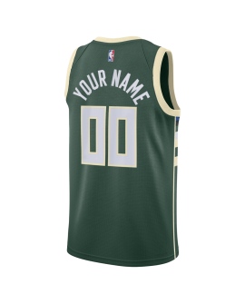 Personalisiertes Milwaukee Bucks Hunter Grün Icon Trikot