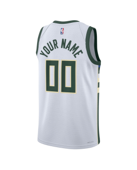 Personalisiertes Weiß Association-Trikot der Milwaukee Bucks