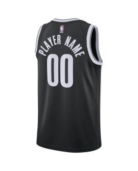 Personalisiertes schwarzes Icon-Trikot der Brooklyn Nets