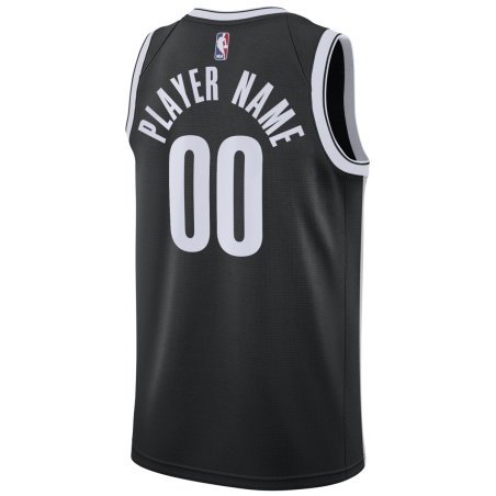 Personalisiertes schwarzes Icon-Trikot der Brooklyn Nets