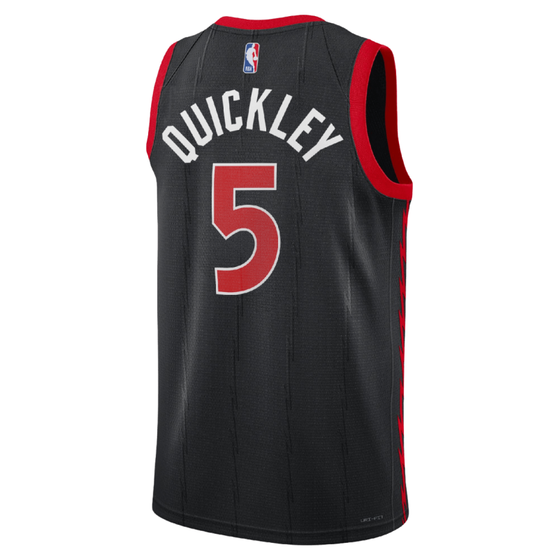 Schwarzes Statement-Trikot der Toronto Raptors von Immanuel Quickley #5