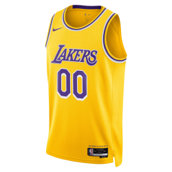Personalisiertes gelbes Icon Edition-Trikot der Los Angeles Lakers